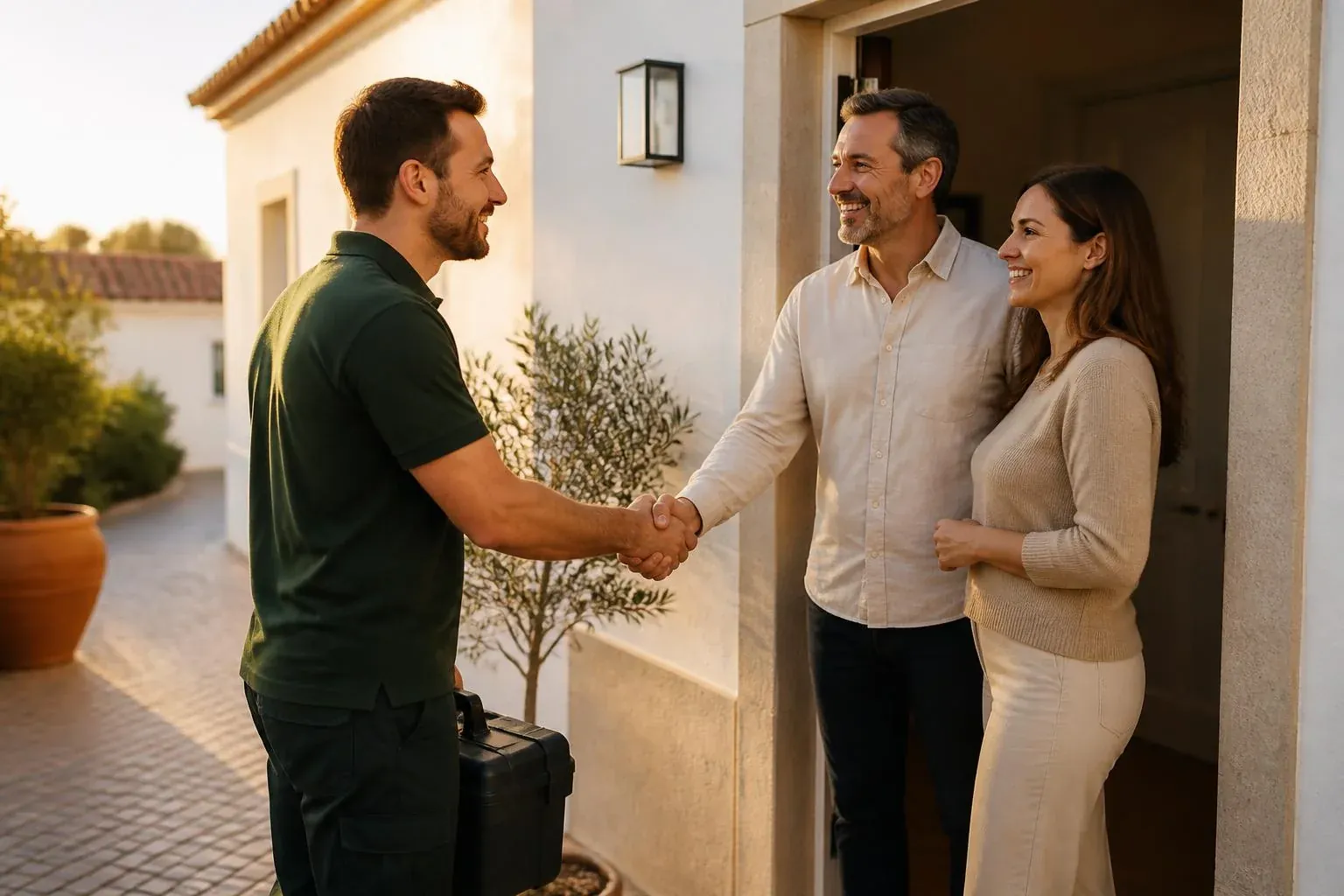 Técnico da montimatik a atender um cliente em casa